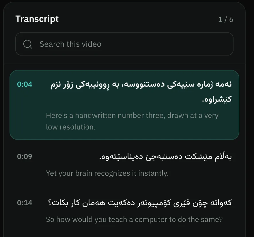 دەقی ڤیدیۆ لە تەنیشت ڤیدیۆکەوە